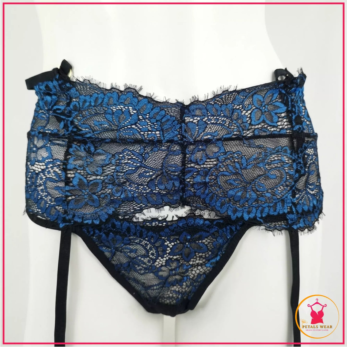Floral Lace 3 Piece Lingerie Set with Bra Panty and Garter