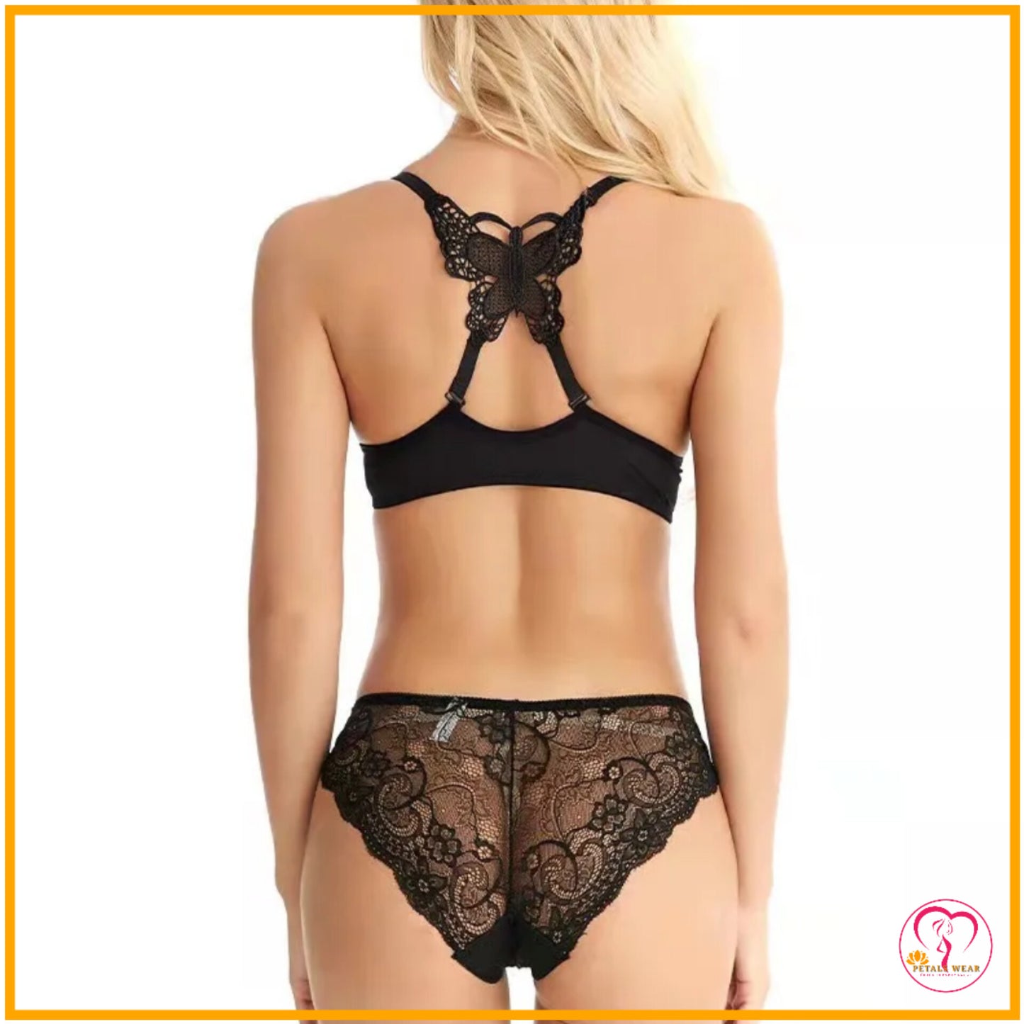 Butterfly Lace Floral Lingerie Set (Front Open)