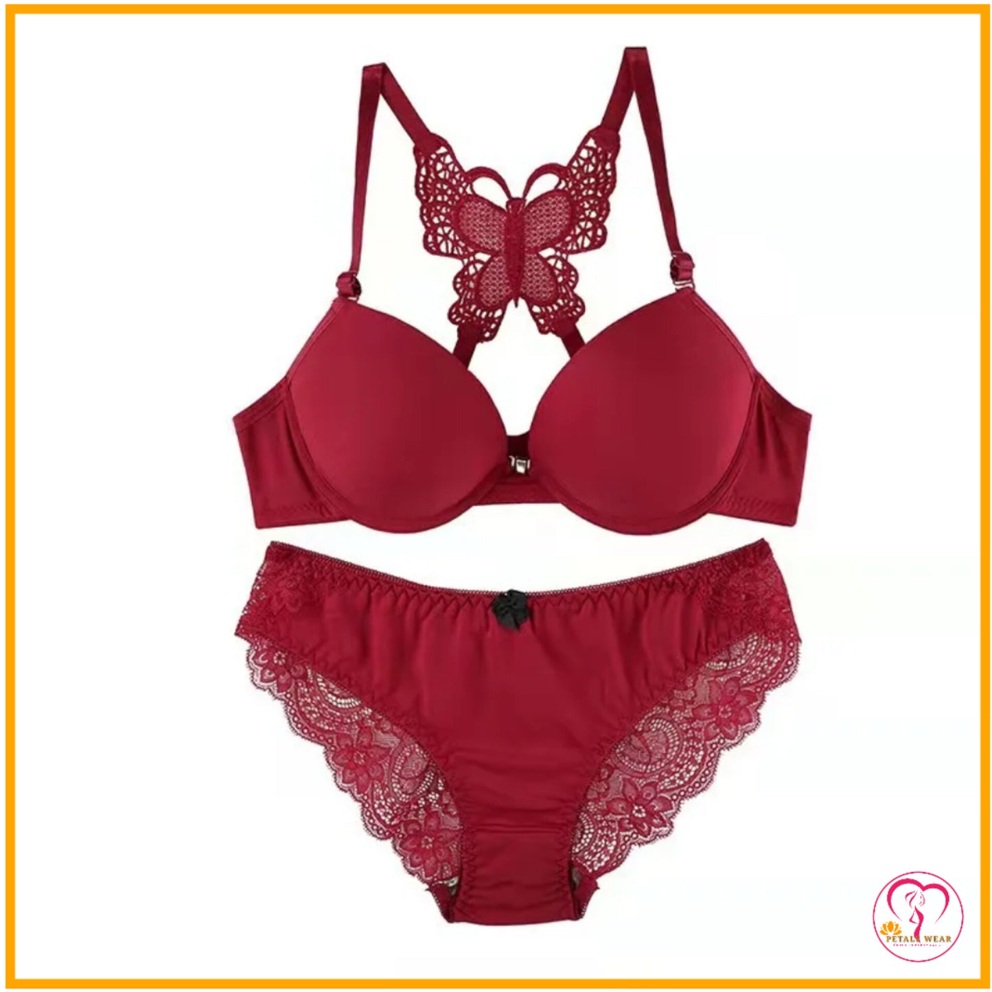 Butterfly Lace Floral Lingerie Set (Front Open)