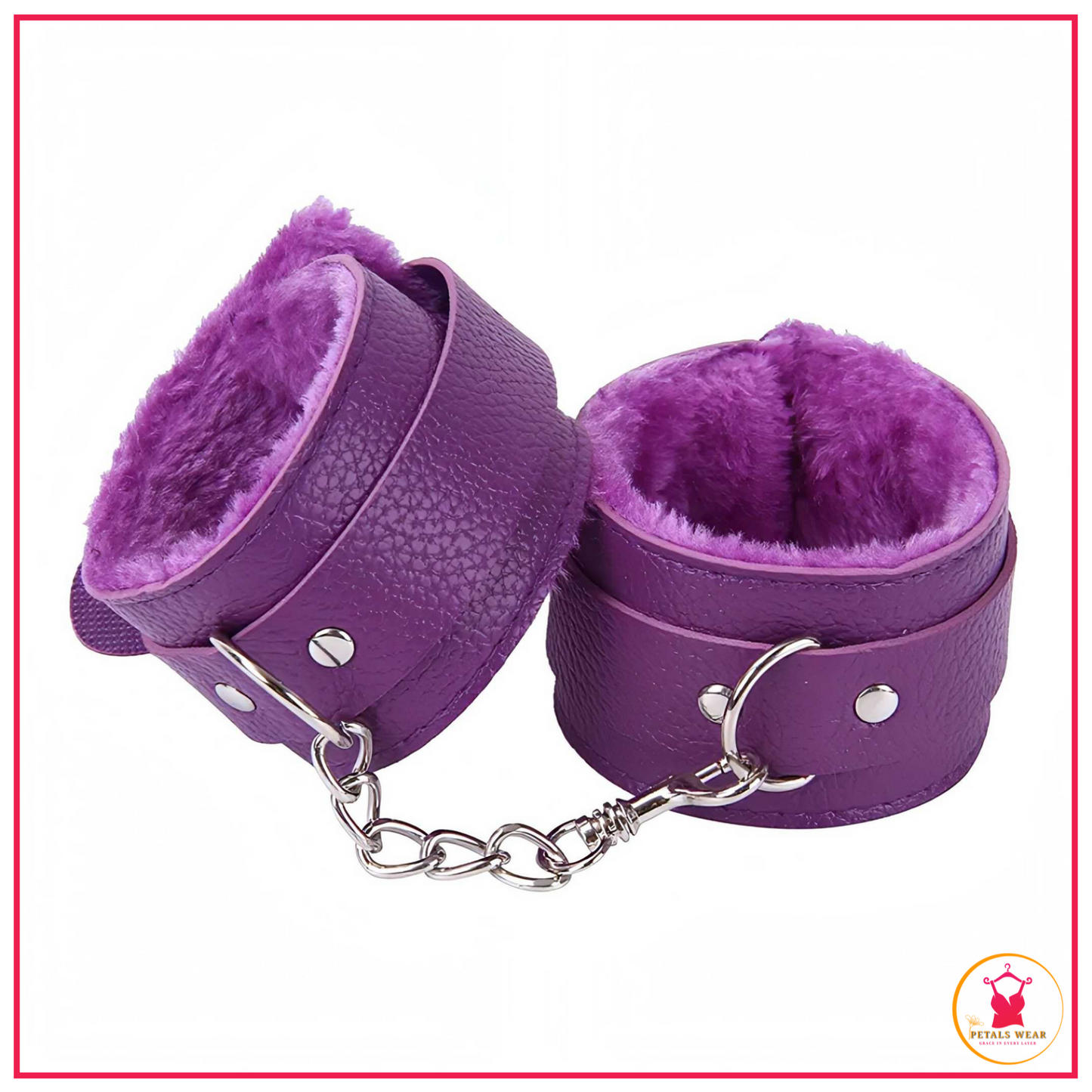 Luxury leather fur lined handcuffs for couples