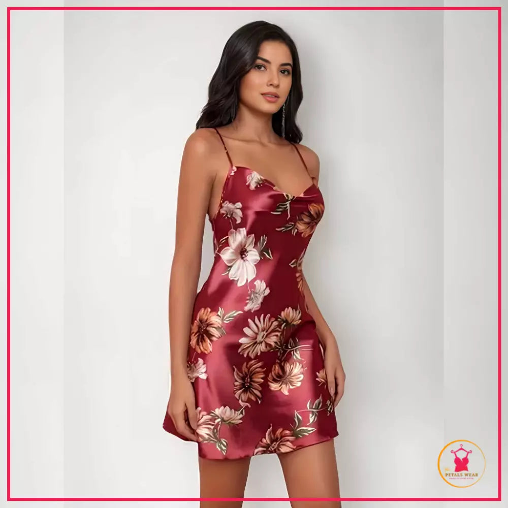 Premium ice silk slip nightwear by Petals Wear Pakistan
