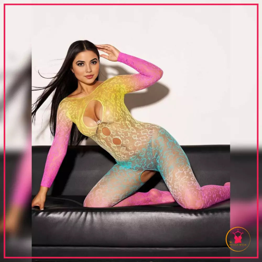 Sexy black fishnet onesie for women in Pakistan