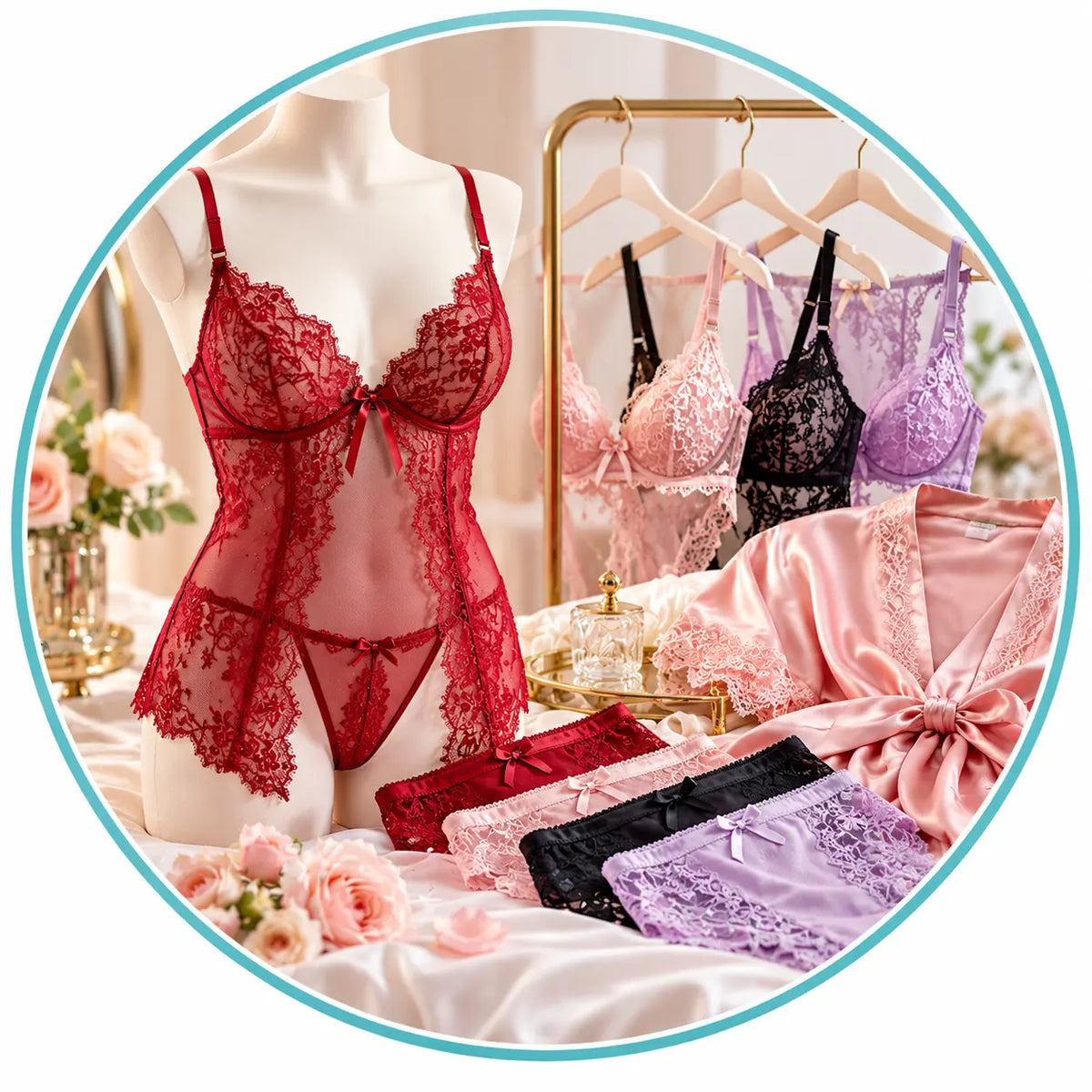 Intima Care lingerie collection featuring lace intimate wear, bras, panties and satin nightwear in elegant feminine styles