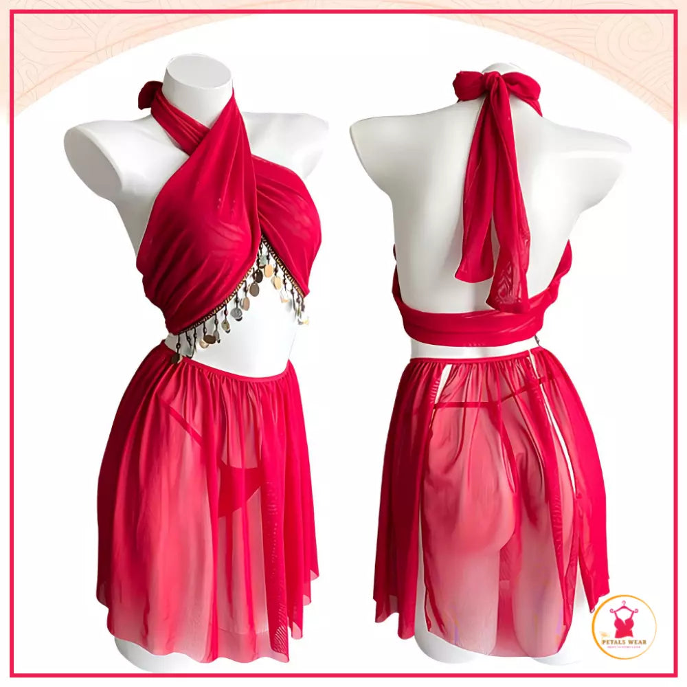 1. Arabian-inspired lingerie set with mesh detailing by Petals Wear
