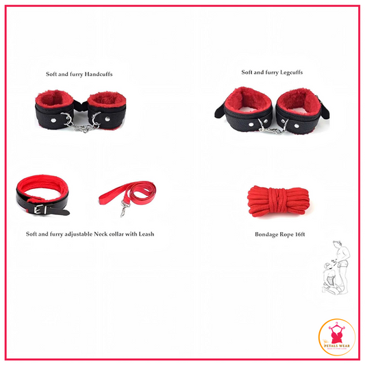 10 piece bondage kit leather cuffs mask robe