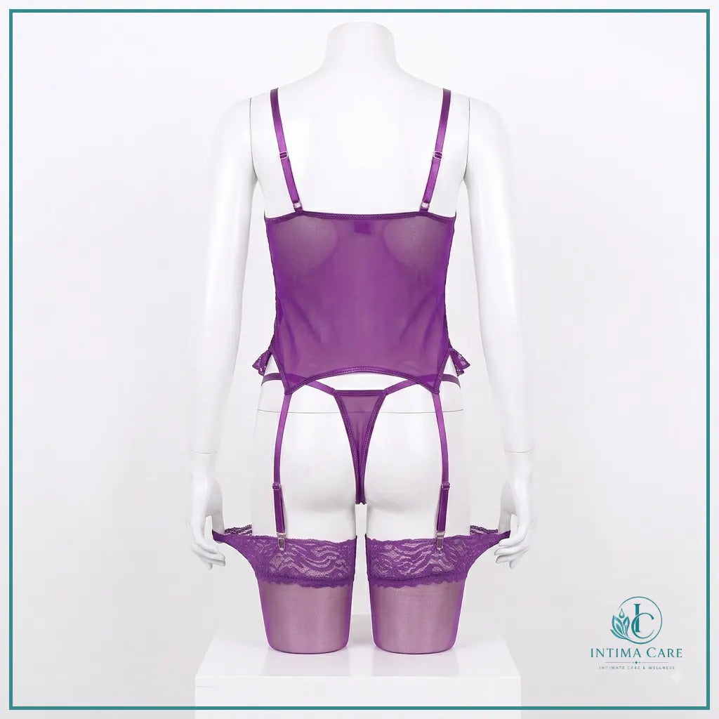 3 piece front open lingerie set for women with matching accessories