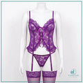 Women's front open lingerie top with coordinated panty and leggings