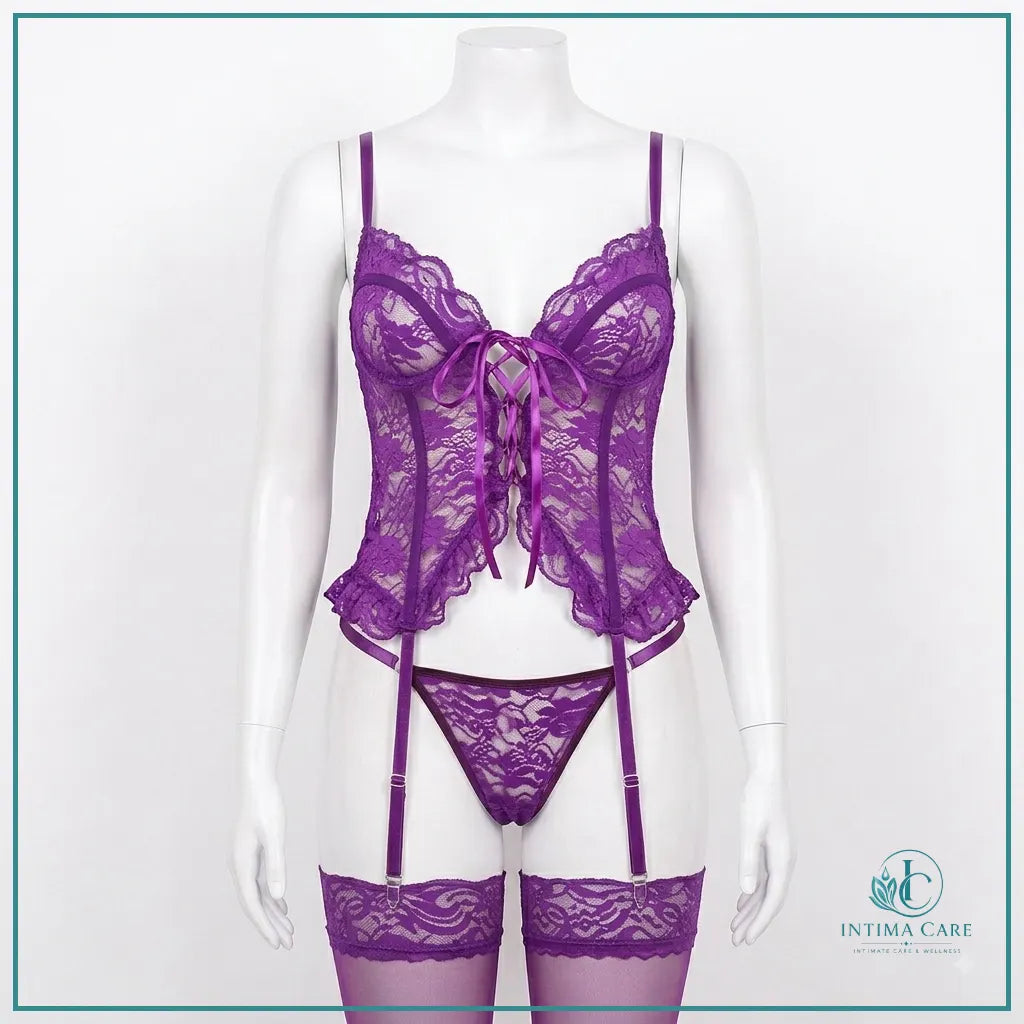 Women's front open lingerie top with coordinated panty and leggings