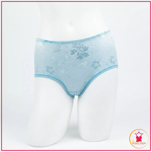 Lace Embroidered Cotton Comfort Panty - Sky Blue