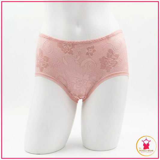Lace Embroidered Cotton Comfort Panty - T-Pink