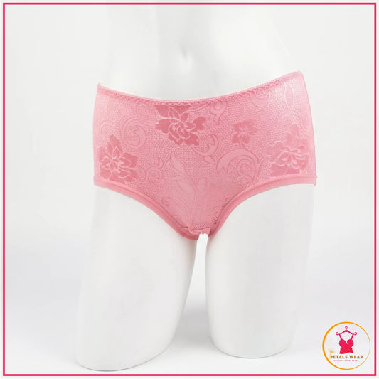 Lace Embroidered Cotton Comfort Panty - Pink