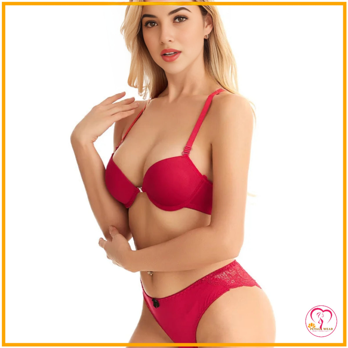 Butterfly Lace Floral Lingerie Set (Front Open)