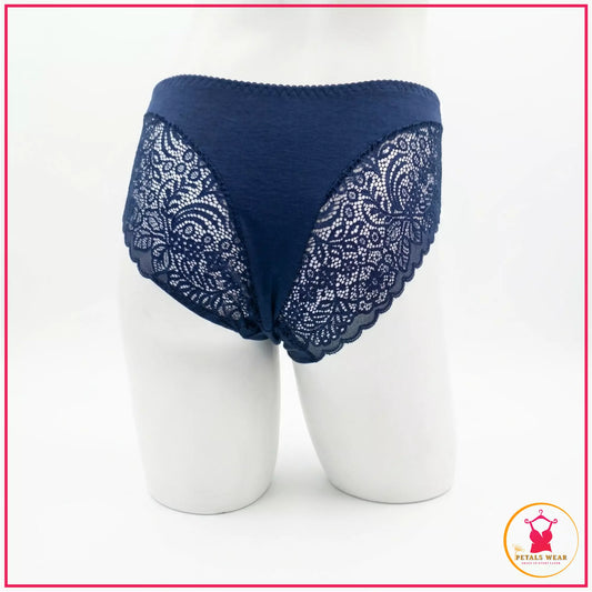Lace Embroidered Everyday Comfort Panties - Blue