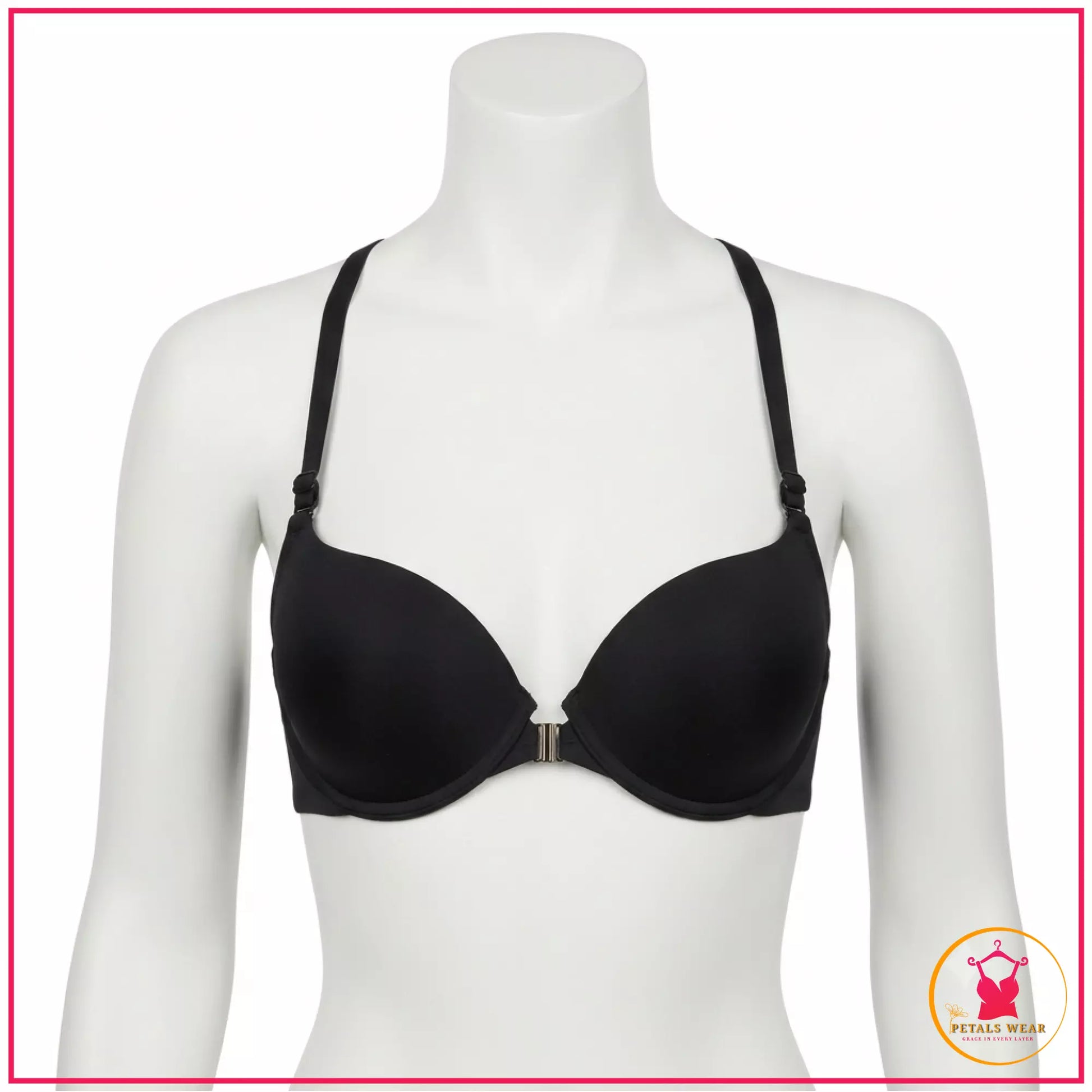 Elegant Front Open Floral Lace Bra

