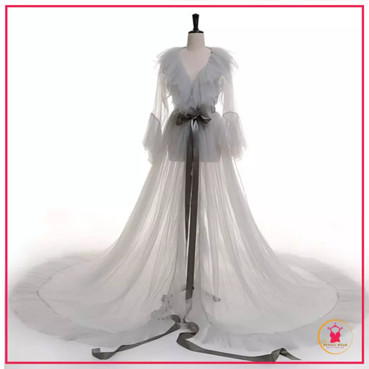 Elegant long bridal dress for romantic occasions

