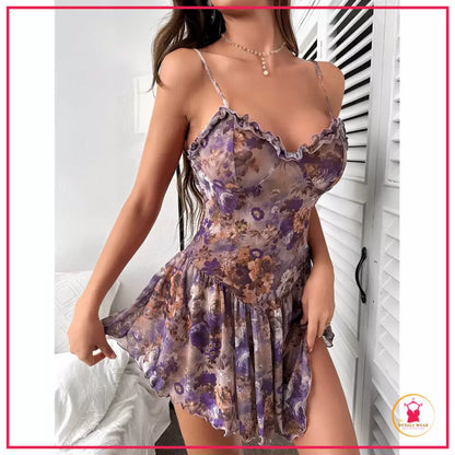 Floral embroidered mesh nightwear by Petals Wear

