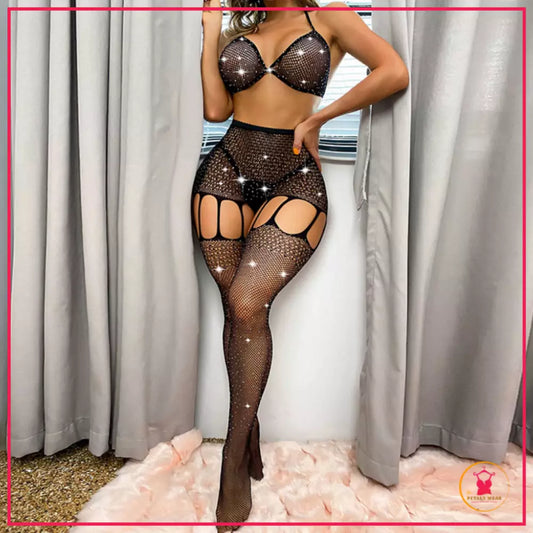 Garter Style Hollow Out Sexy Stockings With Top - In Pakistan
