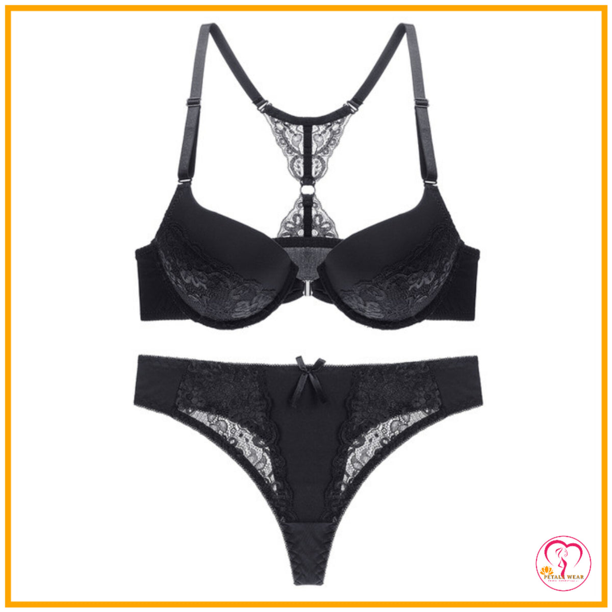 Floral Lace Push-Up Bra Set (Front Open)
