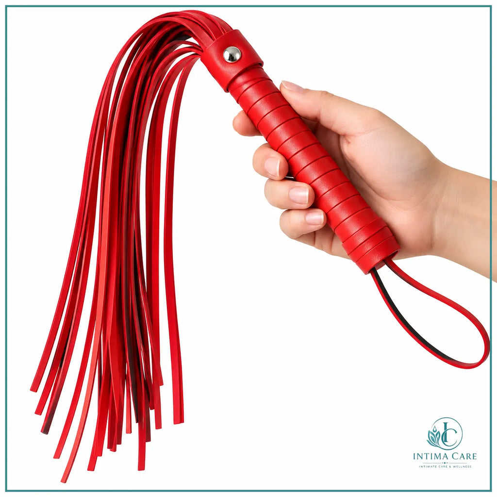 Leather feel fantasy roleplay whip accessory in 21-inch size