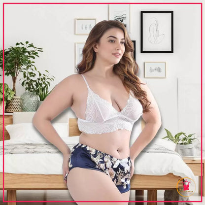 Printed satin bridal nightwear set by Petals Wear Pakistan

