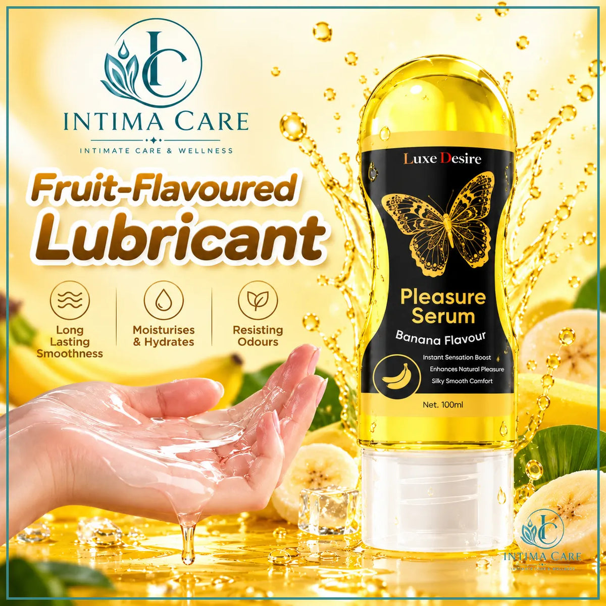 Strawberry flavored intimate lubricant 100ml bottle from Intima Care Pakistan