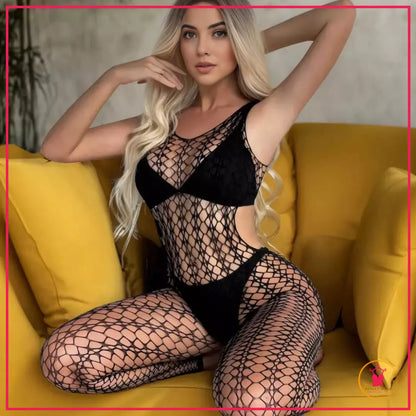 Women’s Hollowout Stretchable Bodystocking - A to C Cup Fit

