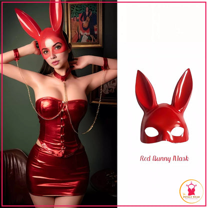 Women’s cosplay lingerie set with skirt, mask and stylish accessories
