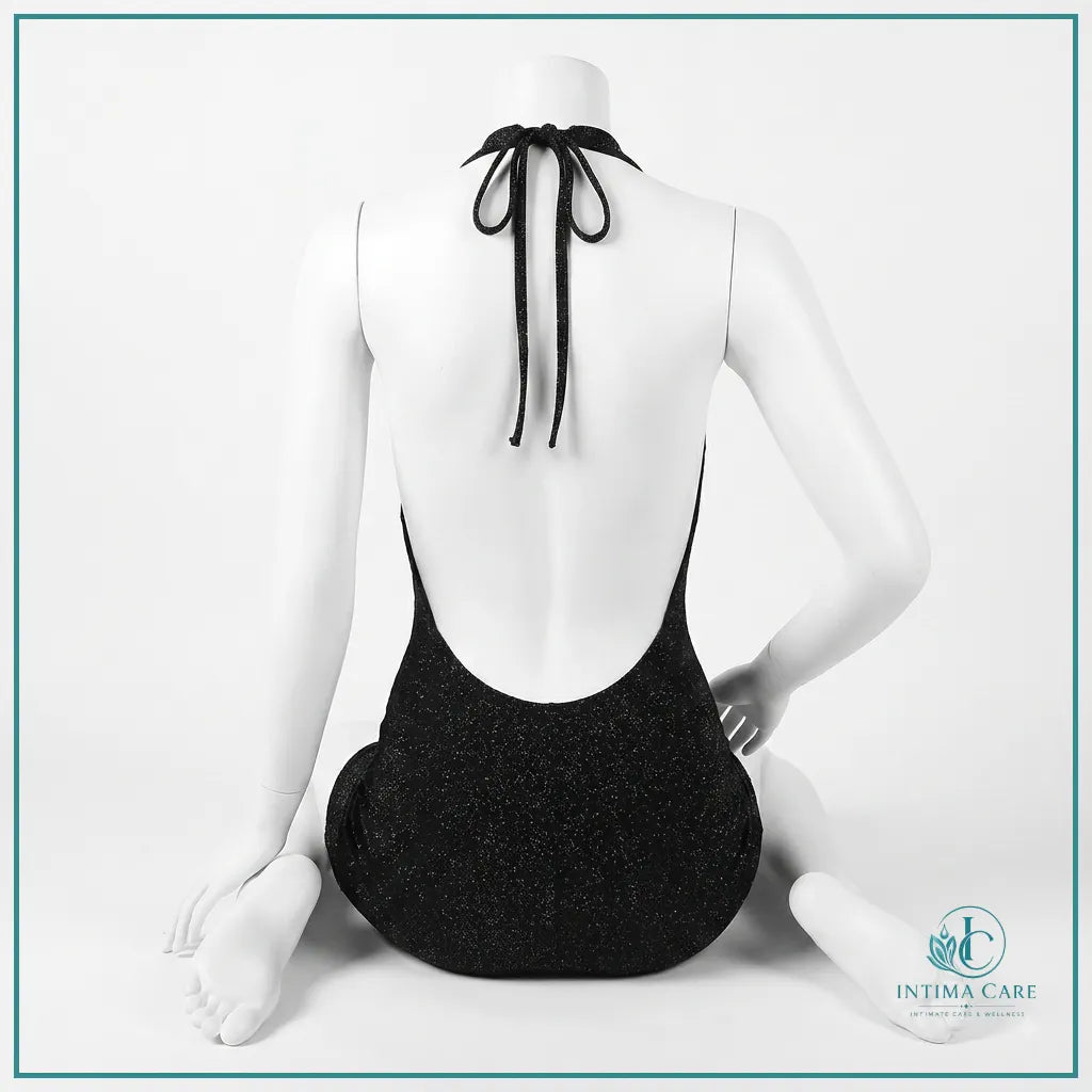 Women's chain halter mini dress with backless design