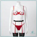 Christmas premium mesh 3 piece lingerie set for women