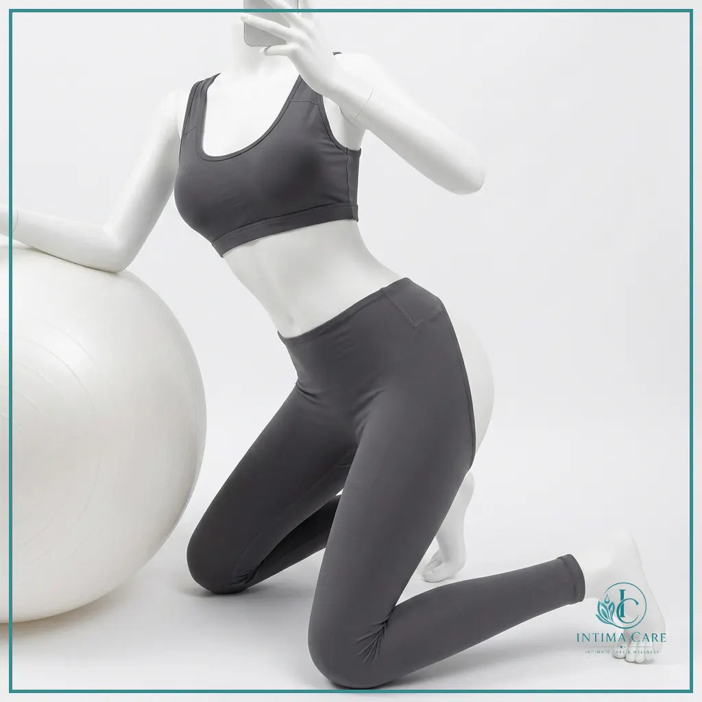 Women's open crotch lingerie outfit with coordinated leggings