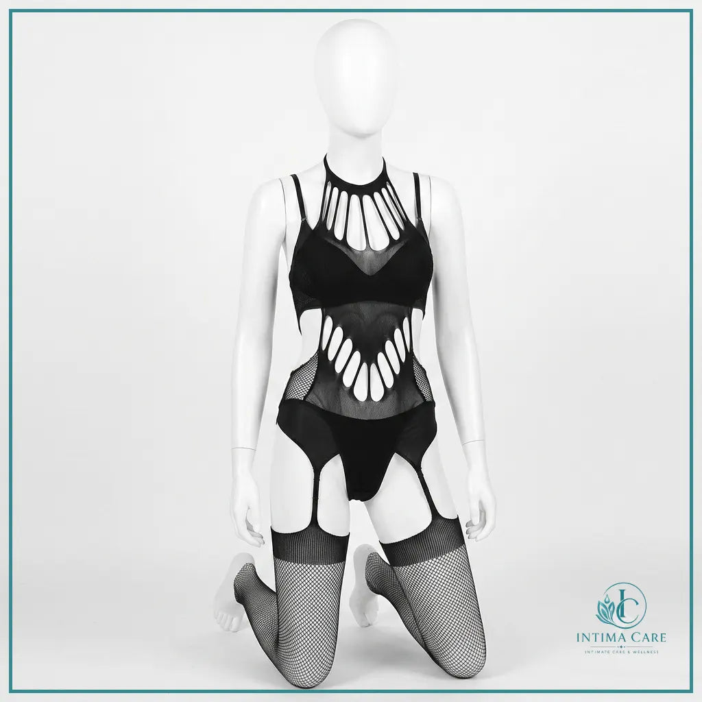 High elastic open crotch full body stocking lingerie for women