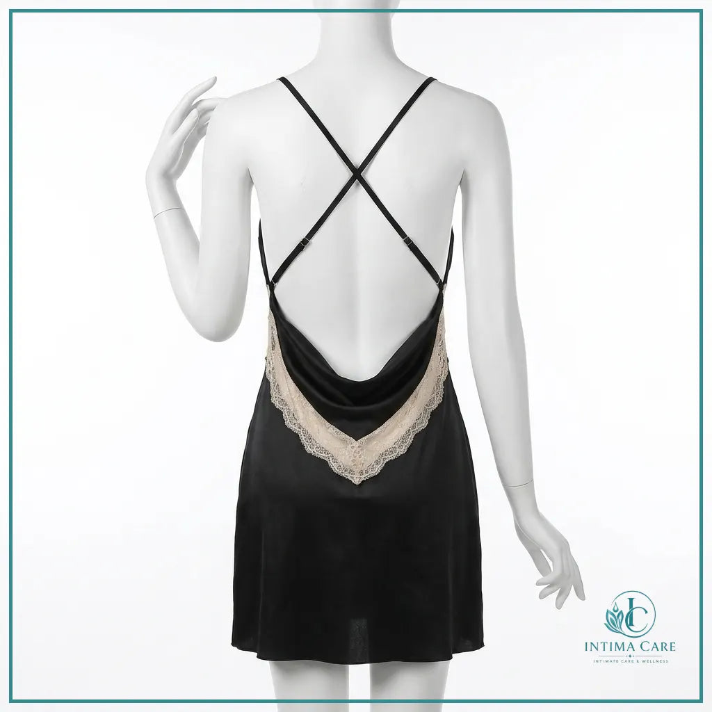 Ladies hollow lace nightgown with matching panty for romantic nightwear