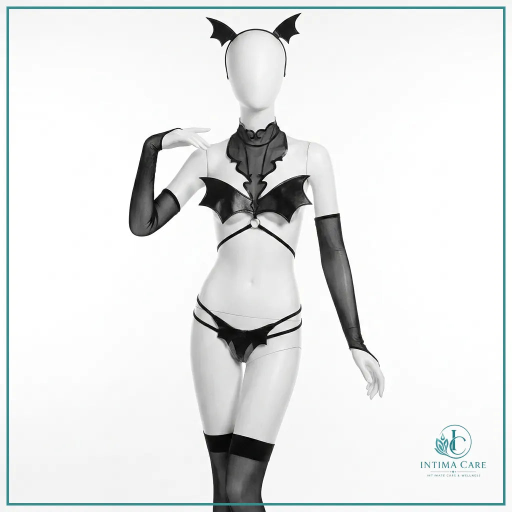 Japanese cosplay fantasy lingerie set with coordinated five-piece outfit for women