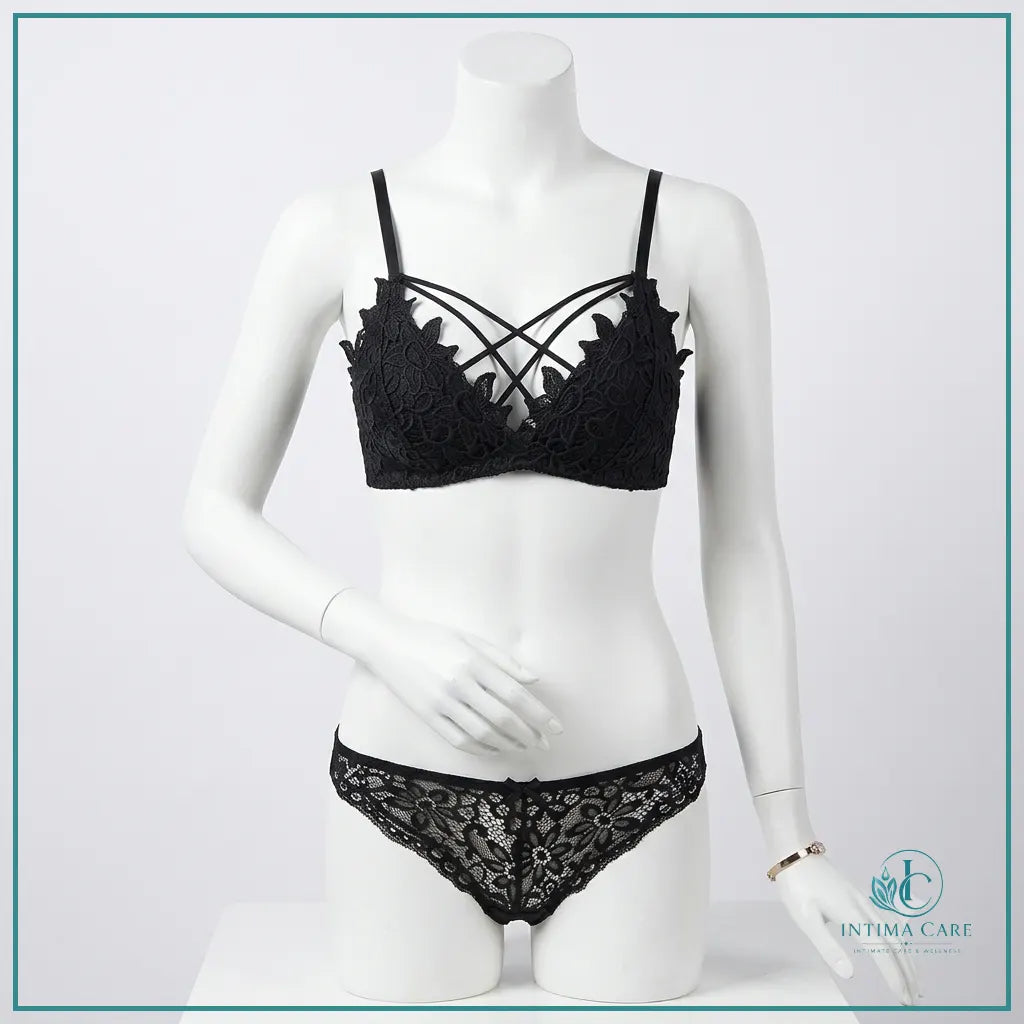 Modern cross-bandage padded bra lingerie with coordinated panty