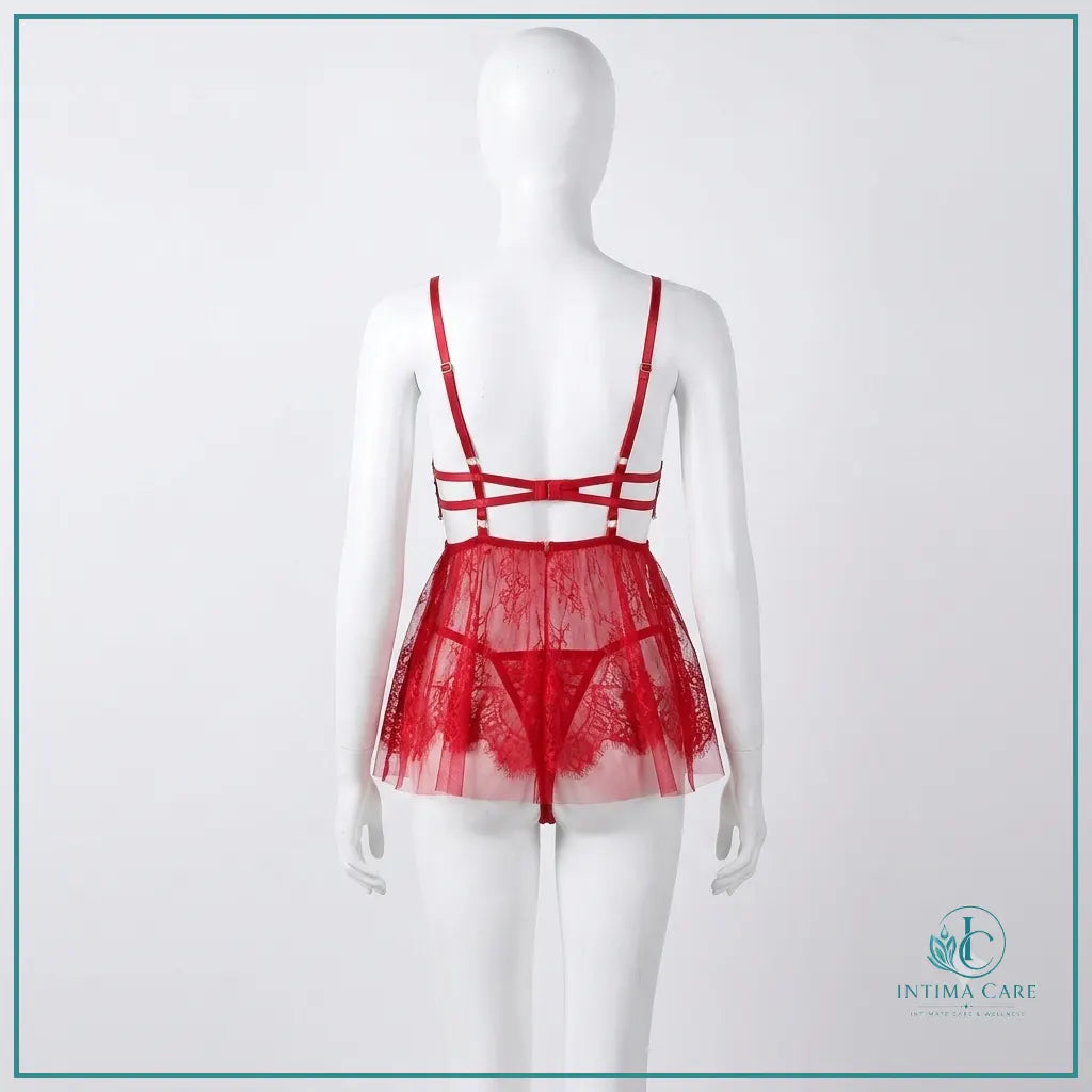 Elegant eyelash lace nightwear with matching panty for women