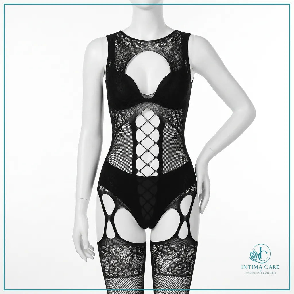 Open crotch fishnet bodystocking lingerie for women