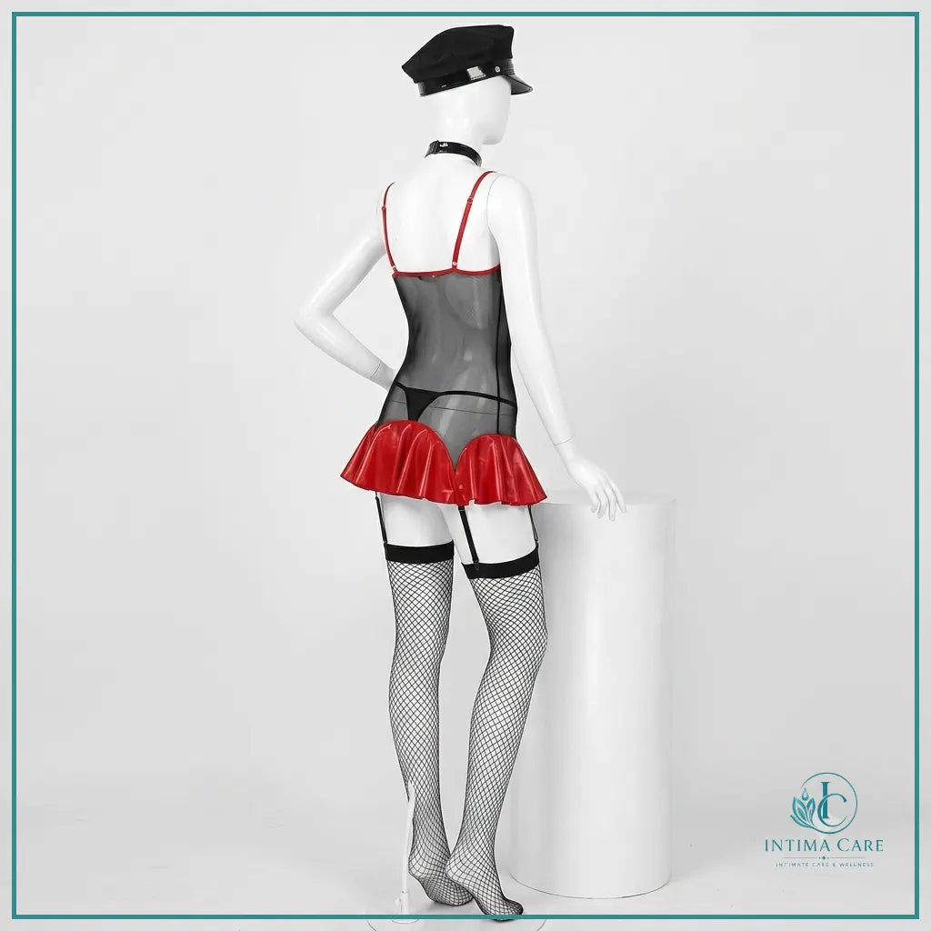 Women's police costume lingerie with cap and neckband