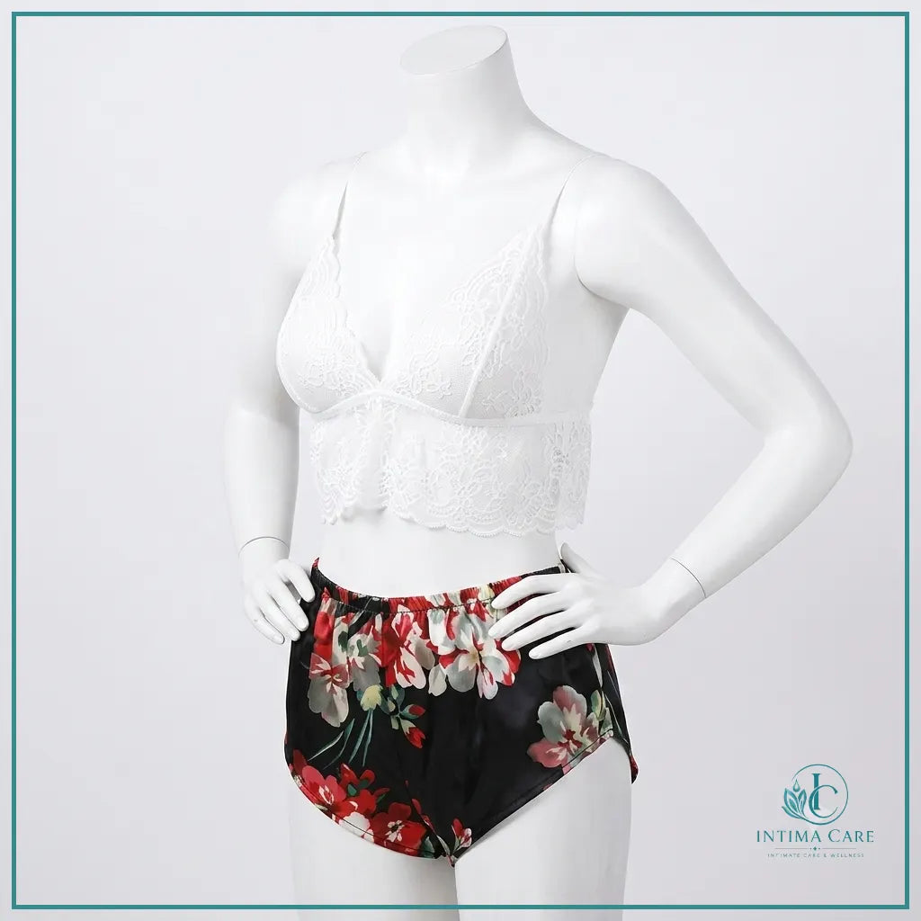 Elegant printed satin bridal lingerie set with top nicker and gown