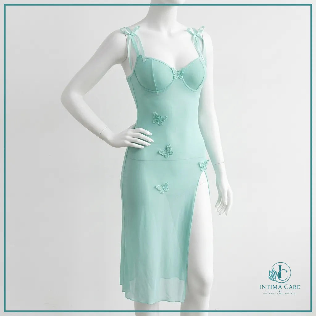 Women's see through mesh dress and panty lingerie set