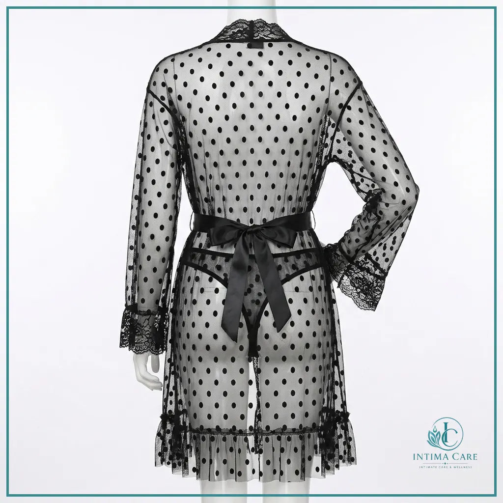 Elegant sheer embroidered lace nighty gown set for women