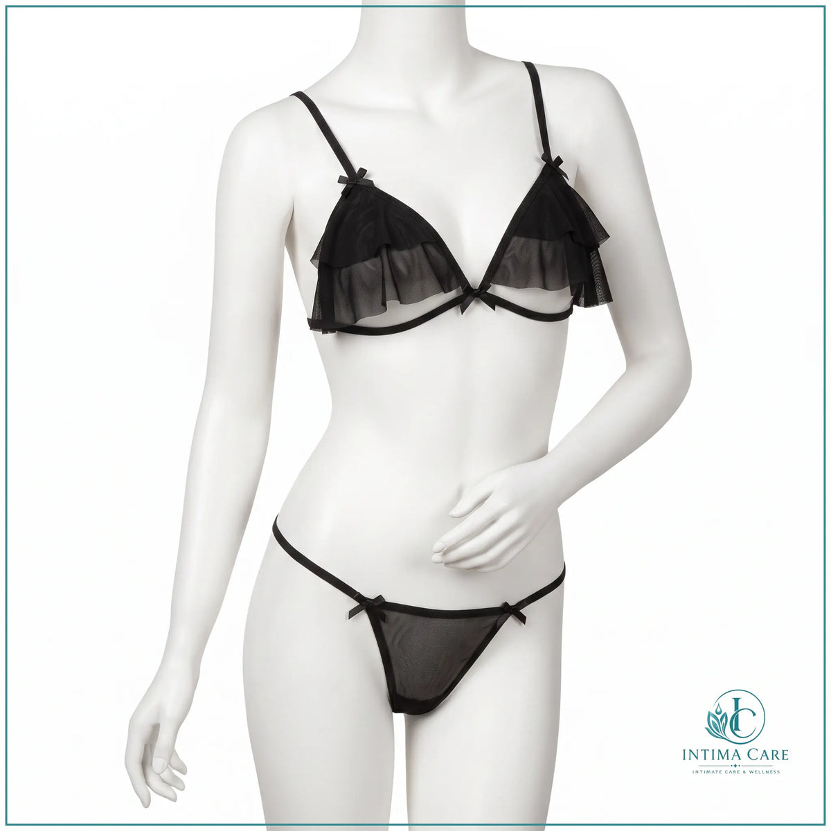 Women's sheer bikini lingerie set with a revealing two-piece design